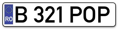 Placuta inmatriculare numar auto  B-321-POP, B 321 POP, B321POP