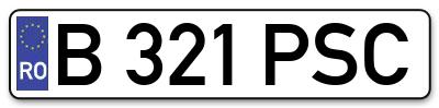 Placuta inmatriculare numar auto  B-321-PSC, B 321 PSC, B321PSC