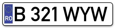 Placuta inmatriculare numar auto  B-321-WYW, B 321 WYW, B321WYW