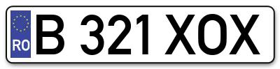 Placuta inmatriculare numar auto  B-321-XOX, B 321 XOX, B321XOX