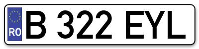 Placuta inmatriculare numar auto  B-322-EYL, B 322 EYL, B322EYL
