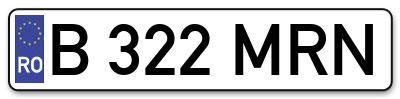 Placuta inmatriculare numar auto  B-322-MRN, B 322 MRN, B322MRN