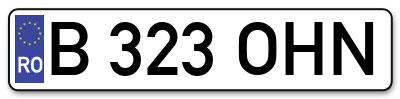 Placuta inmatriculare numar auto  B-323-OHN, B 323 OHN, B323OHN