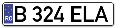 Placuta inmatriculare numar auto  B-324-ELA, B 324 ELA, B324ELA