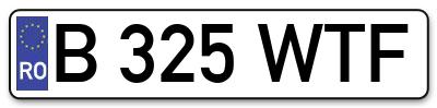 Placuta inmatriculare numar auto  B-325-WTF, B 325 WTF, B325WTF