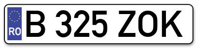 Placuta inmatriculare numar auto  B-325-ZOK, B 325 ZOK, B325ZOK