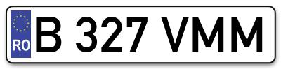 Placuta inmatriculare numar auto  B-327-VMM, B 327 VMM, B327VMM