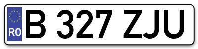 Placuta inmatriculare numar auto  B-327-ZJU, B 327 ZJU, B327ZJU