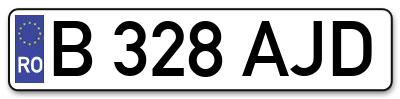 Placuta inmatriculare numar auto  B-328-AJD, B 328 AJD, B328AJD