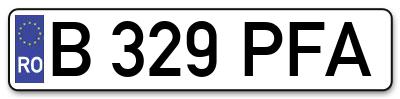 Placuta inmatriculare numar auto  B-329-PFA, B 329 PFA, B329PFA