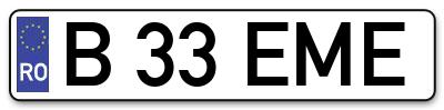 Placuta inmatriculare numar auto  B-33-EME, B 33 EME, B33EME
