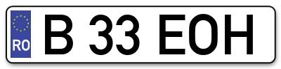 Placuta inmatriculare numar auto  B-33-EOH, B 33 EOH, B33EOH