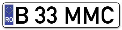Placuta inmatriculare numar auto  B-33-MMC, B 33 MMC, B33MMC