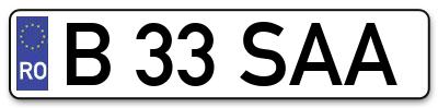 Placuta inmatriculare numar auto  B-33-SAA, B 33 SAA, B33SAA