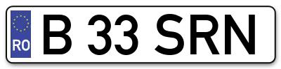 Placuta inmatriculare numar auto  B-33-SRN, B 33 SRN, B33SRN