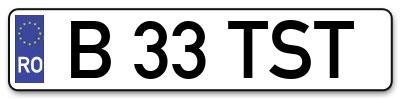 Placuta inmatriculare numar auto  B-33-TST, B 33 TST, B33TST