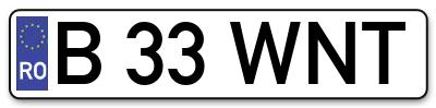 Placuta inmatriculare numar auto  B-33-WNT, B 33 WNT, B33WNT