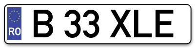 Placuta inmatriculare numar auto  B-33-XLE, B 33 XLE, B33XLE