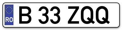 Placuta inmatriculare numar auto  B-33-ZQQ, B 33 ZQQ, B33ZQQ
