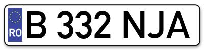 Placuta inmatriculare numar auto  B-332-NJA, B 332 NJA, B332NJA