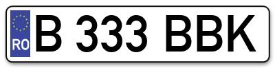 Placuta inmatriculare numar auto  B-333-BBK, B 333 BBK, B333BBK