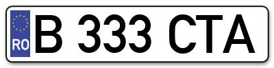 Placuta inmatriculare numar auto  B-333-CTA, B 333 CTA, B333CTA