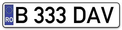 Placuta inmatriculare numar auto  B-333-DAV, B 333 DAV, B333DAV
