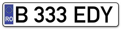 Placuta inmatriculare numar auto  B-333-EDY, B 333 EDY, B333EDY
