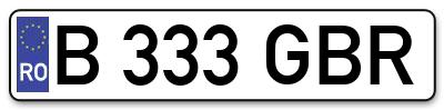 Placuta inmatriculare numar auto  B-333-GBR, B 333 GBR, B333GBR