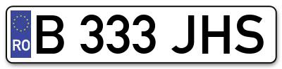 Placuta inmatriculare numar auto  B-333-JHS, B 333 JHS, B333JHS