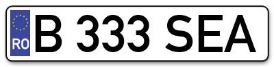 Placuta inmatriculare numar auto  B-333-SEA, B 333 SEA, B333SEA