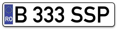 Placuta inmatriculare numar auto  B-333-SSP, B 333 SSP, B333SSP