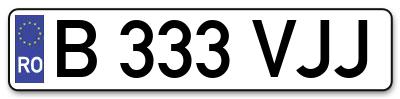 Placuta inmatriculare numar auto  B-333-VJJ, B 333 VJJ, B333VJJ
