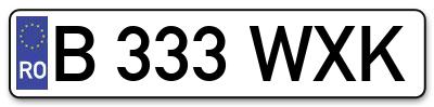 Placuta inmatriculare numar auto  B-333-WXK, B 333 WXK, B333WXK