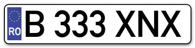 Placuta inmatriculare numar auto  B-333-XNX, B 333 XNX, B333XNX
