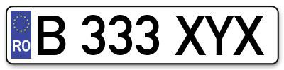 Placuta inmatriculare numar auto  B-333-XYX, B 333 XYX, B333XYX