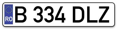 Placuta inmatriculare numar auto  B-334-DLZ, B 334 DLZ, B334DLZ