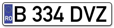 Placuta inmatriculare numar auto  B-334-DVZ, B 334 DVZ, B334DVZ
