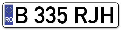 Placuta inmatriculare numar auto  B-335-RJH, B 335 RJH, B335RJH