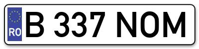 Placuta inmatriculare numar auto  B-337-NOM, B 337 NOM, B337NOM