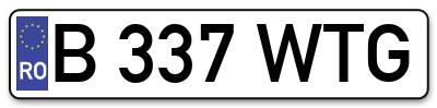Placuta inmatriculare numar auto  B-337-WTG, B 337 WTG, B337WTG