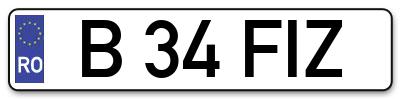 Placuta inmatriculare numar auto  B-34-FIZ, B 34 FIZ, B34FIZ
