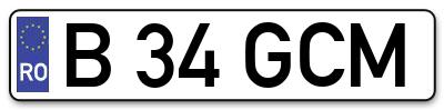 Placuta inmatriculare numar auto  B-34-GCM, B 34 GCM, B34GCM