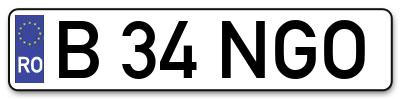 Placuta inmatriculare numar auto  B-34-NGO, B 34 NGO, B34NGO