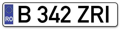 Placuta inmatriculare numar auto  B-342-ZRI, B 342 ZRI, B342ZRI