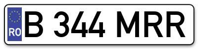 Placuta inmatriculare numar auto  B-344-MRR, B 344 MRR, B344MRR