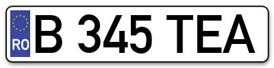 Placuta inmatriculare numar auto  B-345-TEA, B 345 TEA, B345TEA