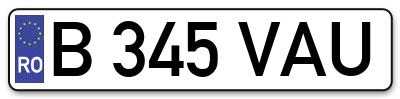 Placuta inmatriculare numar auto  B-345-VAU, B 345 VAU, B345VAU