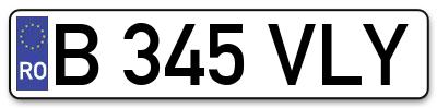 Placuta inmatriculare numar auto  B-345-VLY, B 345 VLY, B345VLY