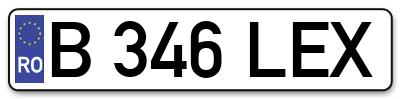 Placuta inmatriculare numar auto  B-346-LEX, B 346 LEX, B346LEX